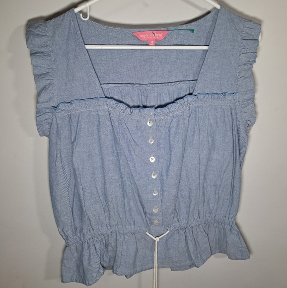 Simply Southern Blue Sleeveless Top Medium - Picture 2 of 6
